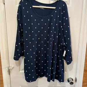 Catherines Navy Blue Women's Top with White Snowflake Print